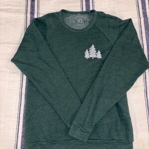 Forest Green Sweatshirt with Tree Design